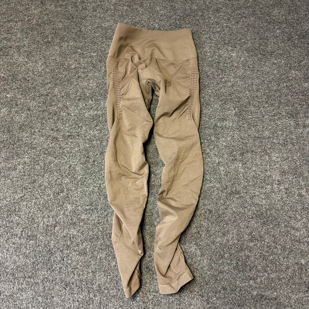 Alphalete Leggings Womens Size XS Tan Brown Seamless Scrunch Butt Athletic Gym